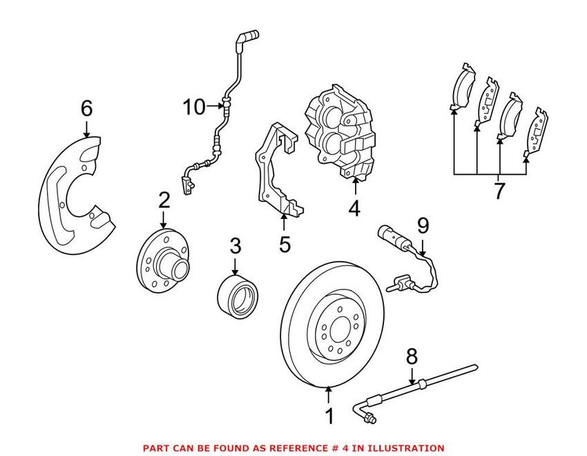 Mercedes Disc Brake Caliper - Front Passenger Right 0004210100